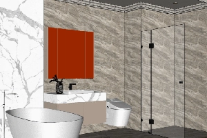 حمام مدرن با طراحی مینیمال برای اسکچاپ