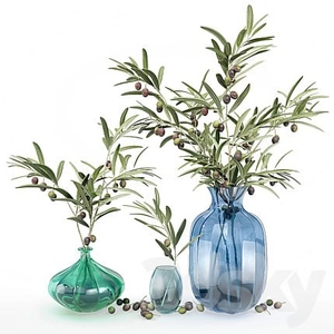 گلدان شیشه ای  آبی و سبز