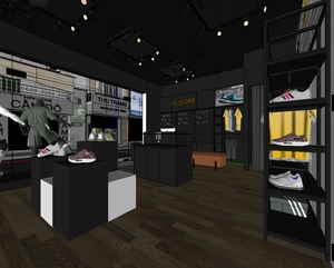 طراحی داخلی فروشگاه لوازم ورزشی برای اسکچاپ