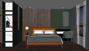 اتاق خواب مدرن با الهام از طبیعت برای اسکچاپ