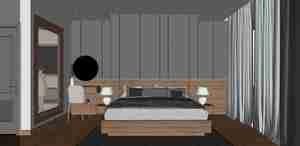طراحی داخلی فضای اتاق خواب مستر مدرن برای اسکچاپ