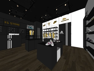 طراحی داخلی فروشگاه لوازم ورزشی برای اسکچاپ