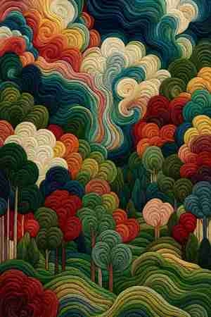 نقاشی طبیعت و تپه و تم هنری فانتزی