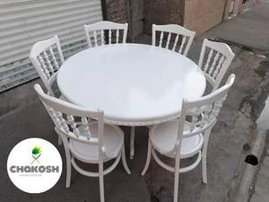 صندلی لهستانی مدل زیبای خراطی شش نفره میز  پایه صدفی