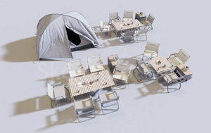 مجموعه ای از چادر برای کمپینگ در طبیعت برای اسکچاپ