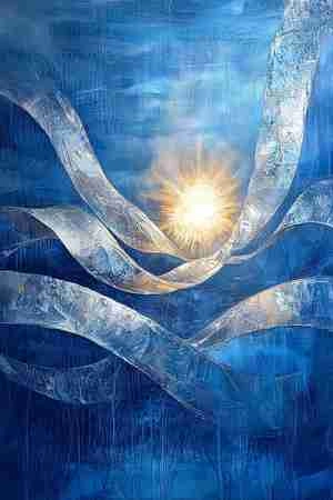 نور در آغوش حلقه ها با بک گراند آبی