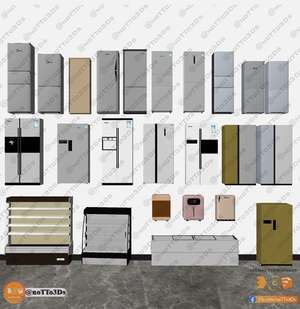 مجموعه ای از یخچال های خانگی و سوپرمارکتی و هتلی برای اسکچاپ