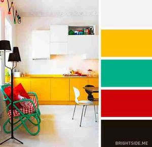 ترکیب قرمز و زرد و سبز در آشپزخانه