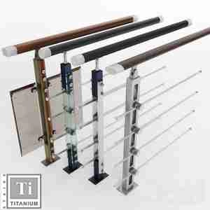 آبجکت نرده فلزی با کابل های ظریف و باریک Balusters Titanium