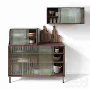 کمد دکوری برای آشپزخانه با درب شیشه ای مات Cabinets with Kitchen