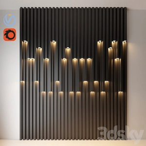 طراحی دیوار با نور و چوب