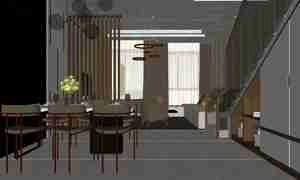 طراحی داخلی نشیمن و آشپزخانه مدرن برای اسکچاپ