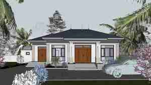 طراحی ویلا مدرن با سقف شیبدار برای اسکچاپ