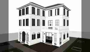 خانه‌ای کلاسیک با جذابیت شبانه در باغی دل‌انگیز برای اسکچاپ