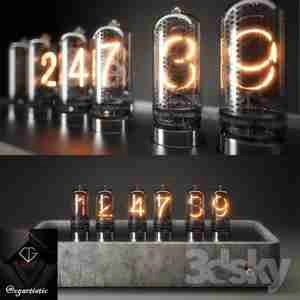 آبجکت ساعت نیلی  Nixie Tube Clock