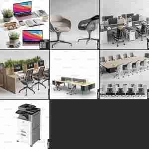 مجموعه ای از تجهیزات و لوازم دفتر کار برای اسکچاپ