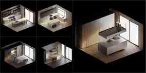 آشپزخونه مدرن با رنگ بندی نود