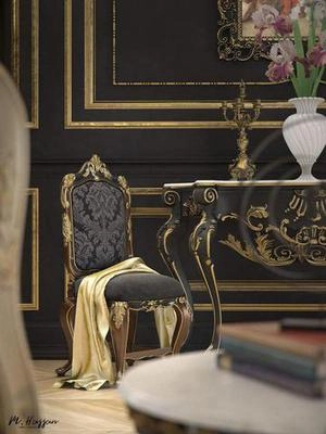 کنسول و صندلی طوسی طلایی