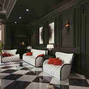 طراحی داخلی نشیمن کلاسیک برای اسکچاپ