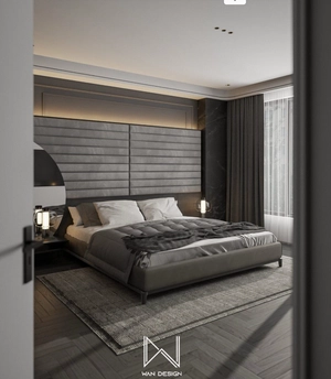 طراحی داخلی اتاق خواب لوکس و مدرن تم خاکستری 47 برای اسکچاپ