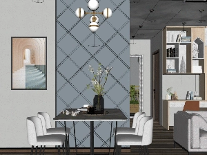 طراحی داخلی نشیمن و آشپزخانه مدرن برای اسکچاپ