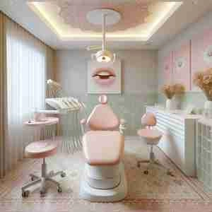 طراحی مطب دکتر دندانپزشک با تم صورتی