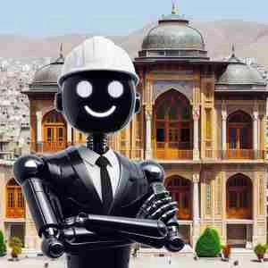 تصویری از هوش مصنوعی از ربات مهندس معمار و ساختمان ایرانی سنتی