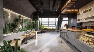 طراحی رستوران با گیاهان زیاد