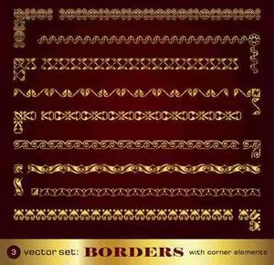 وکتور پترن برای قاب های کلاسیک و طلایی Golden border and corner ai