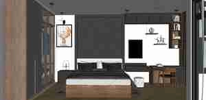 طراحی اتاق خواب با ام دی اف تم چوب با ترکیب رنگ دودی برای اسکچاپ