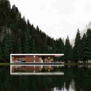 صحنه آماده داخلی از ویلا برای طراحی