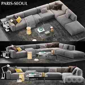 مبل ال شکل ست پذیرای Poliform Paris Seoul Sofa 2