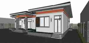طراحی نما ویلای مدرن با سقف شیبدار برای اسکچاپ