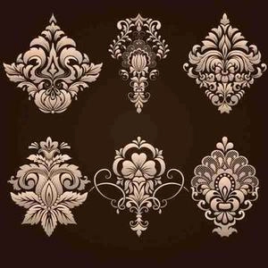 گل های هنری طرح داماسک damask ornamental