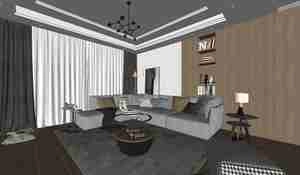 طراحی داخلی فضای نشیمن مدرن برای اسکچاپ