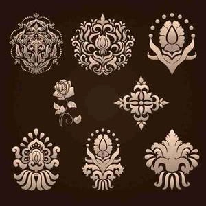 گل های هنری طرح داماسک damask ornamental