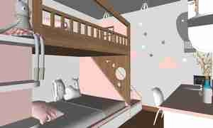 طراحی داخلی اتاق خواب مستر و کودک برای اسکچاپ