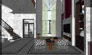 طراحی داخلی فضای نشیمن به سبک نئوکلاسیک برای اسکچاپ