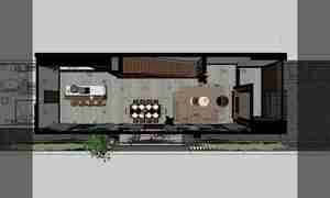 طراحی داخلی نشیمن و آشپزخانه مدرن و مینیمال برای اسکچاپ