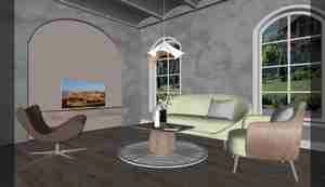 طراحی داخلی نشیمن مینیمال برای اسکچاپ