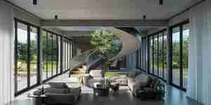 طراحی نما و داخلی ویلا مدرن در دل جنگل برای اسکچاپ