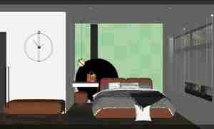 طراحی داخلی اتاق خواب مدرن با لوازم کامل برای اسکچاپ