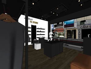 طراحی داخلی فروشگاه لوازم ورزشی برای اسکچاپ