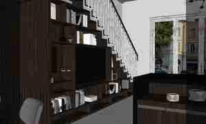 طراحی داخلی نشیمن و آشپزخانه مدرن برای اسکچاپ