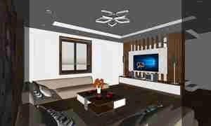 طراحی داخلی فضای نشیمن مدرن و مینیمال برای اسکچاپ