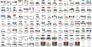 ست میز و صندلی چتر آفتابگیر فضای بیرونی و محوطه برای اسکچاپ