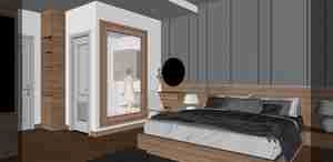 طراحی داخلی فضای اتاق خواب مستر مدرن برای اسکچاپ