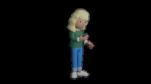 دختر 3d در حال کار با موبایل