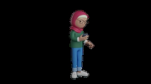 دختر 3d در حال کار با موبایل