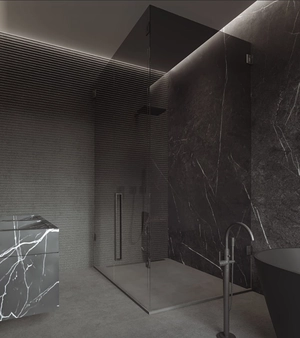 روشوی تمام سنگ مشکی با رگه سفید کابین دودی